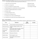 10 Introduction To Energy Worksheet Answer Key