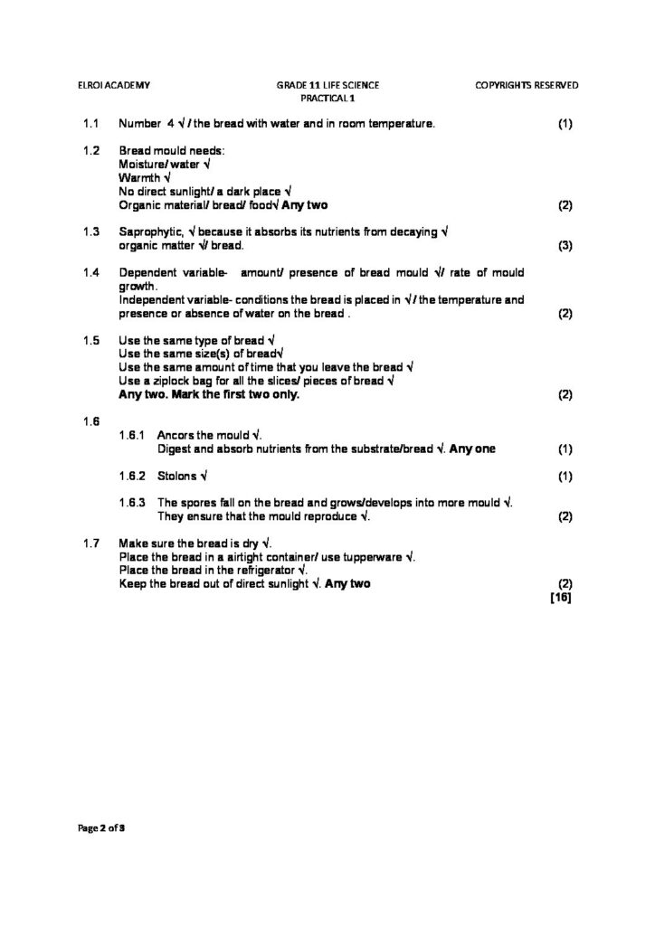 2022 Grade 11 Life Science Task 1 Practical 1 Teacha 