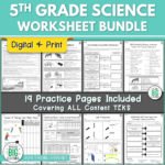 5th Grade Science STAAR Review Worksheets Bundle Digital And