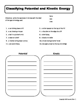 6th Grade Energy Worksheets By Lauren Allen TPT