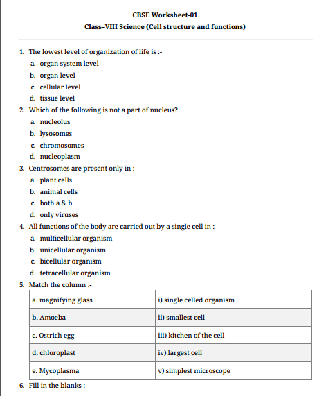 8th Grade Science Worksheets Cbse Scienceworksheets