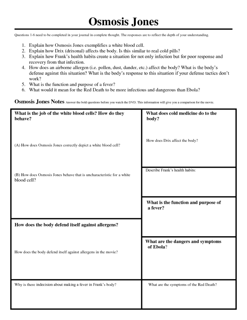 9 Osmosis Jones Worksheet Answer Key Worksheeto