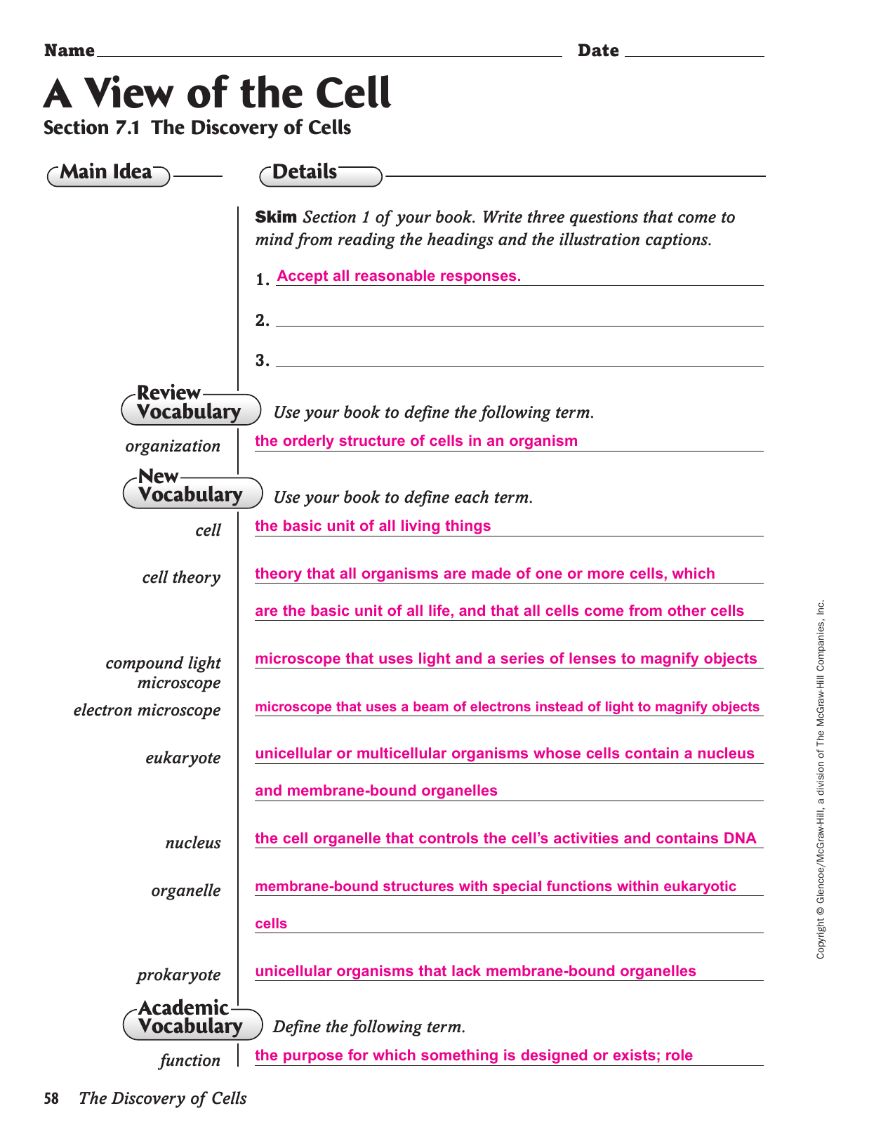 Answer Key Glencoe Mcgraw Hill Physical Science Worksheets A