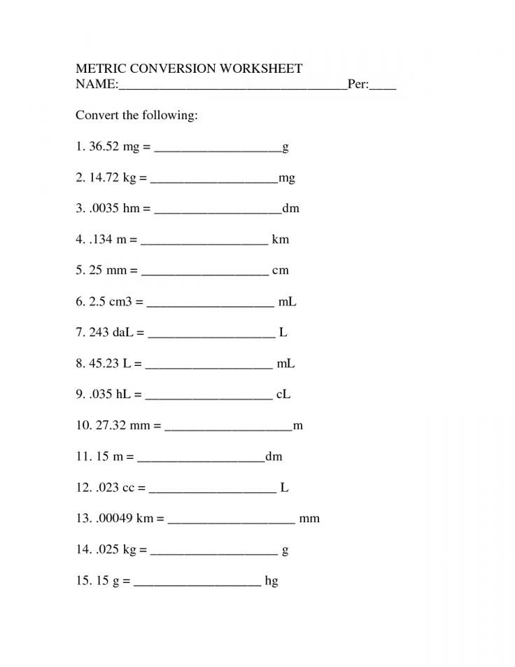 Answer Key Metric Conversion Worksheet With Answers Chemistry