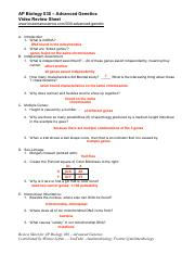 AP Bio 030 Advanced Genetics Worksheet WL 2 pdf AP Biology 030 