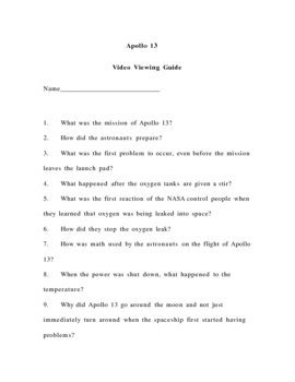 Apollo 13 Worksheet Answers