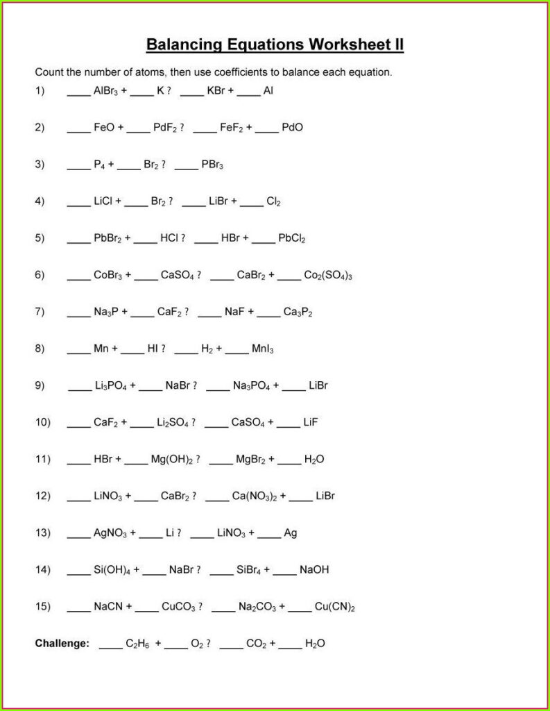 Balancing Worksheet 1 233 Physical Science Scienceworksheets