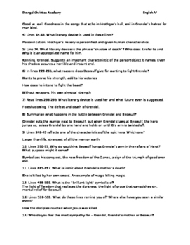 Beowulf Worksheet with Answer Key By Teaching To Inspire TpT