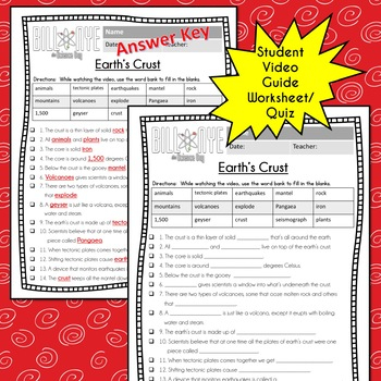 Bill Nye Earth 39 s Crust Worksheet Answers