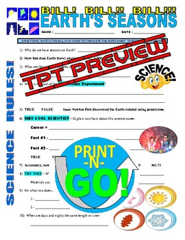 Bill Nye Earths Seasons Worksheet Answers Preschool Printable Sheet