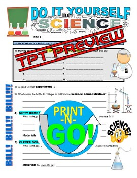 Bill Nye The Science Guy DO IT YOURSELF SCIENCE video Worksheet 