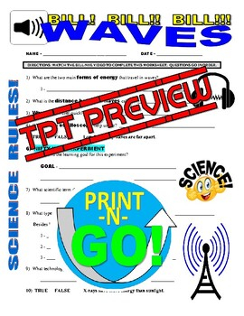 Bill Nye The Science Guy WAVES sound Energy Video Worksheet TpT