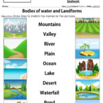 Bodies Of Water And Landforms Worksheets