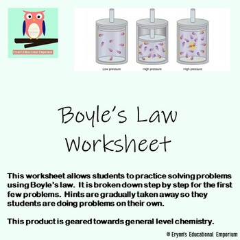 Boyle 39 s Law Worksheet By Elf Owl Education TPT