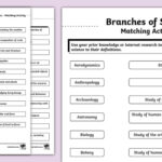 Branches Of Science Matching Activity Worksheet Twinkl