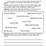 Chemical Changes Matter Worksheet By Teach Simple