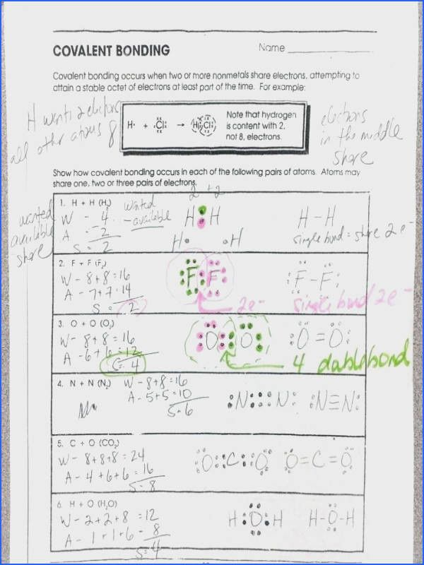 Chemistry Covalent Bonding Worksheet Answers