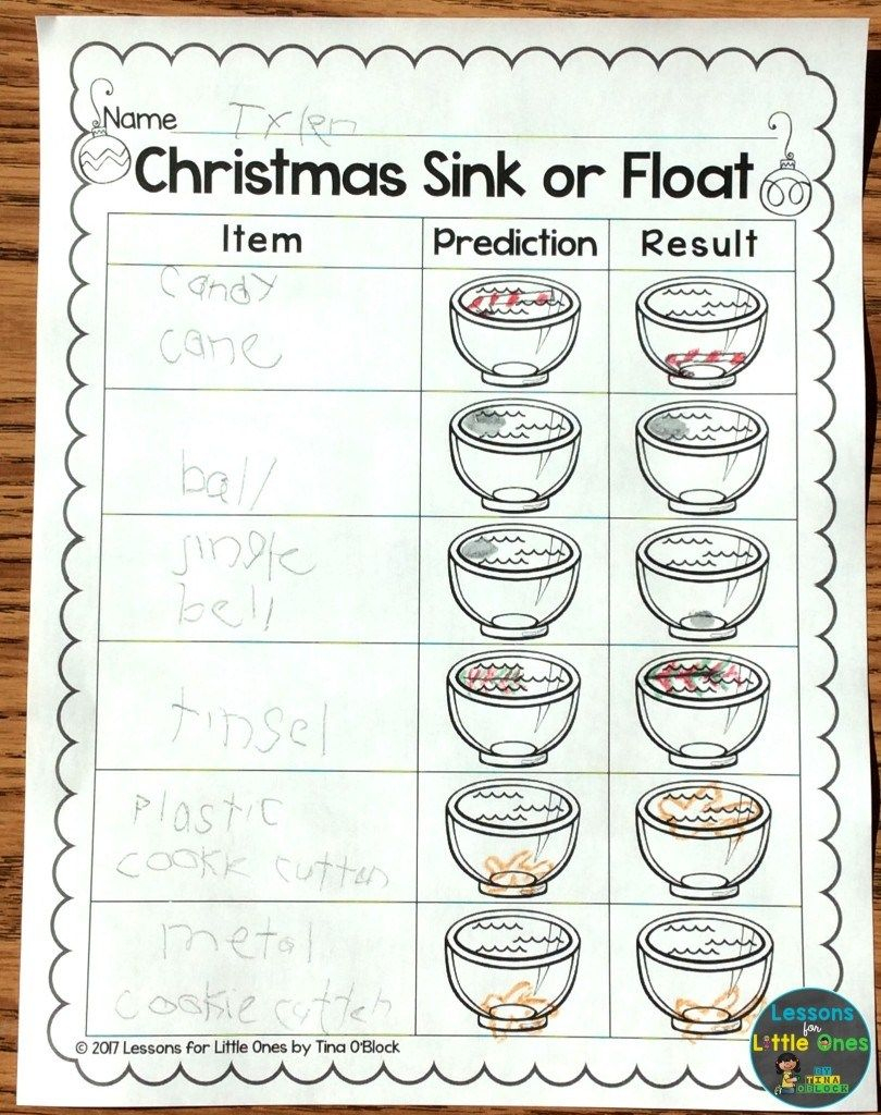 Christmas Science Worksheet