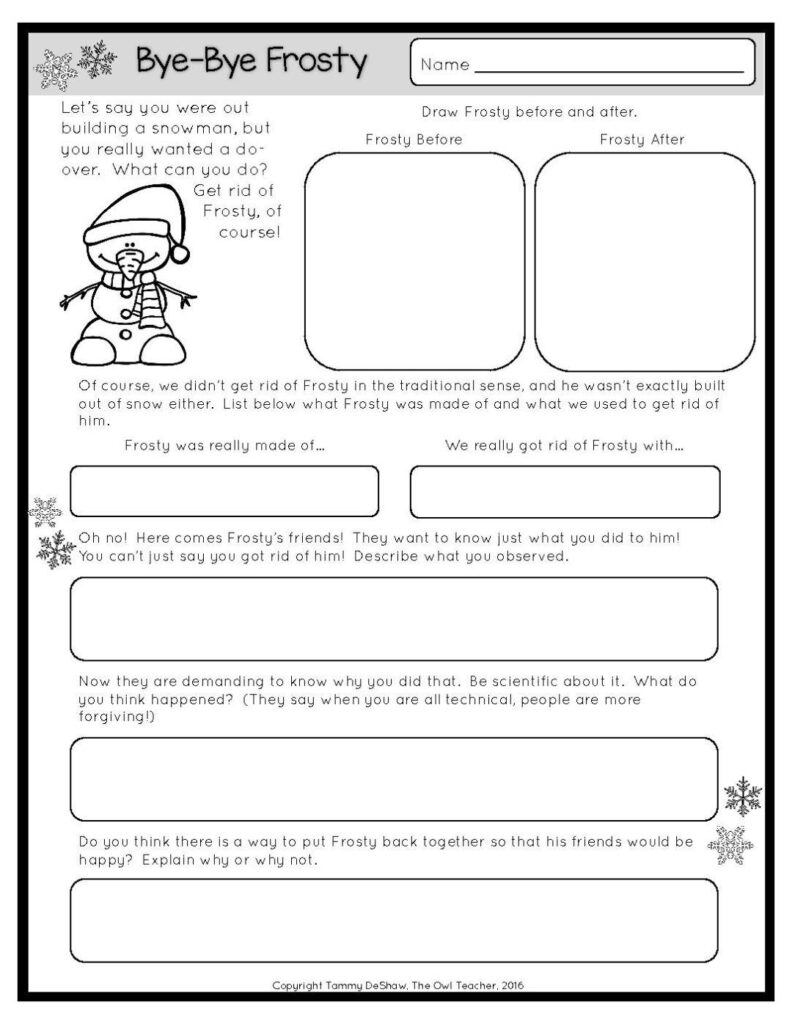 Christmas Science Worksheet