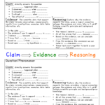 Claim Evidence Reasoning Science Worksheet Onlineworksheet my id