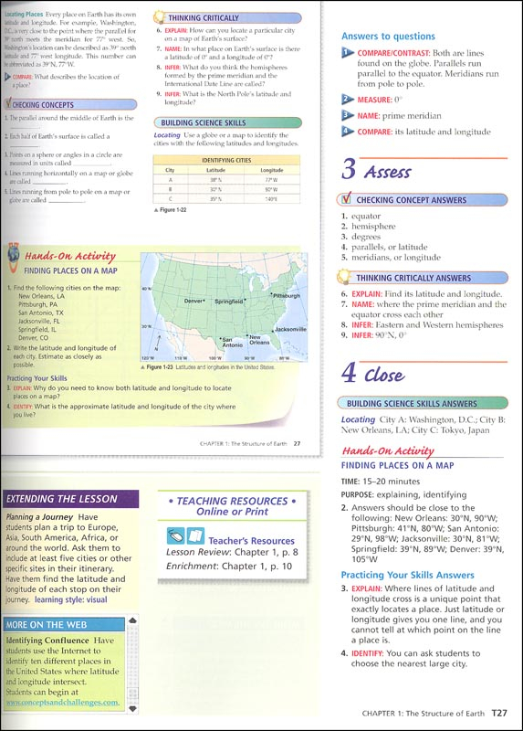 Concepts And Challenges Earth Science Teacher Prentice Hall 