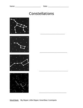 Constellation Worksheet 4th Grade By Jones TPT