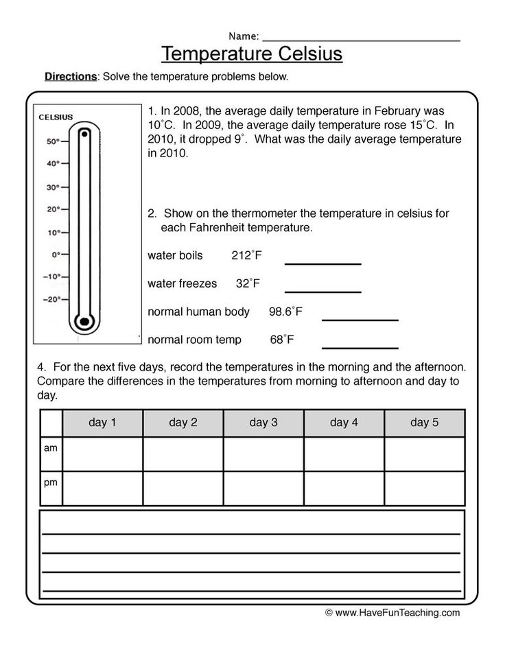 Conversion Of Temperature Worksheets