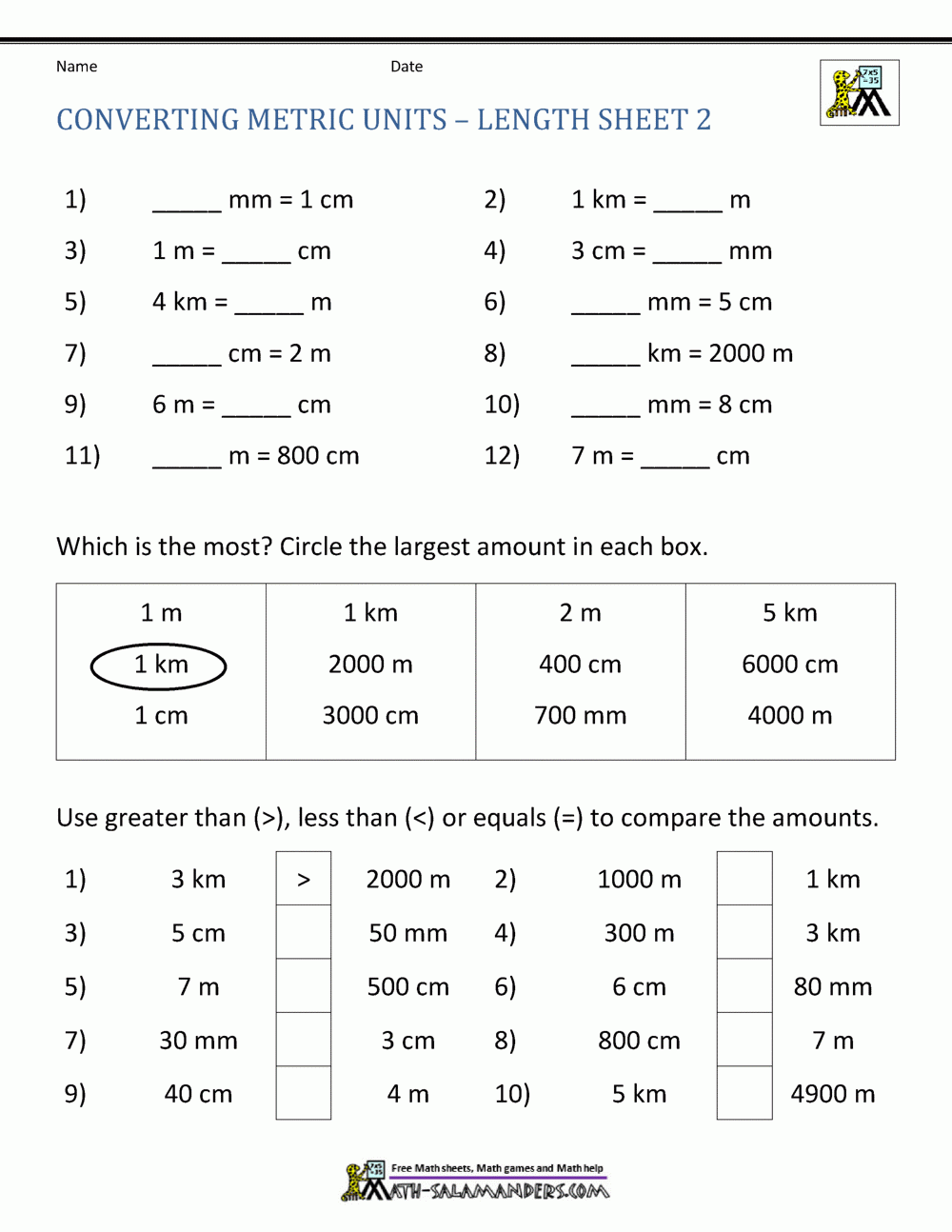 Converting Units Of Measurement Worksheet