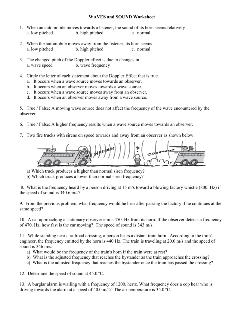 Doppler Effect Worksheet Inspireops