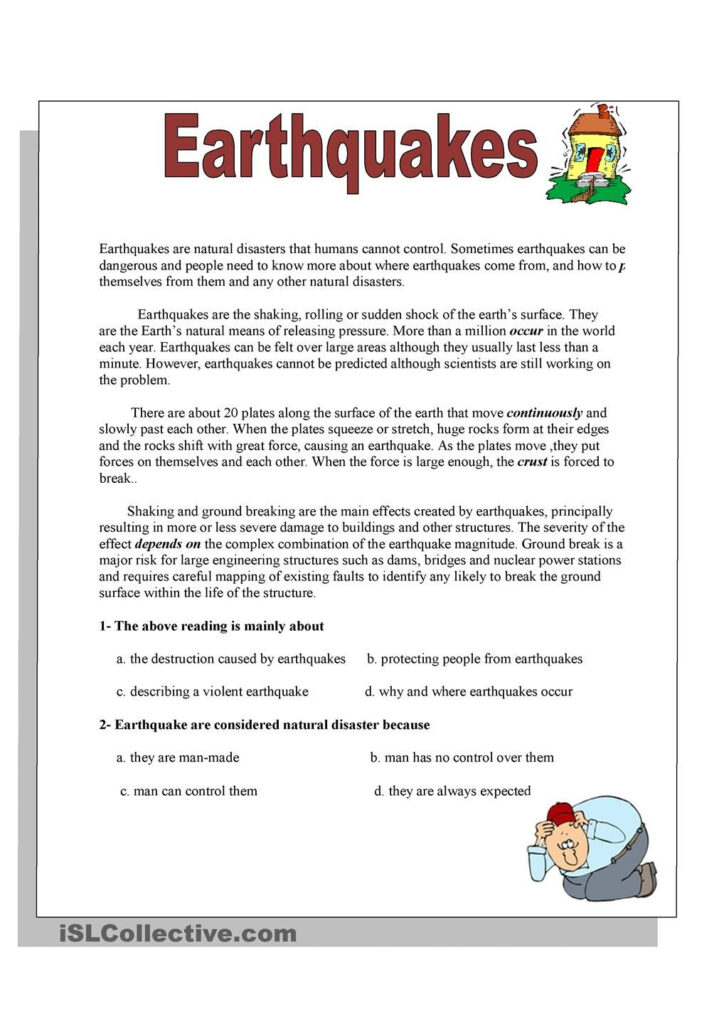 Earthquake Worksheets For 6th Grade Pdf