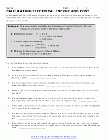 Electricity Worksheets