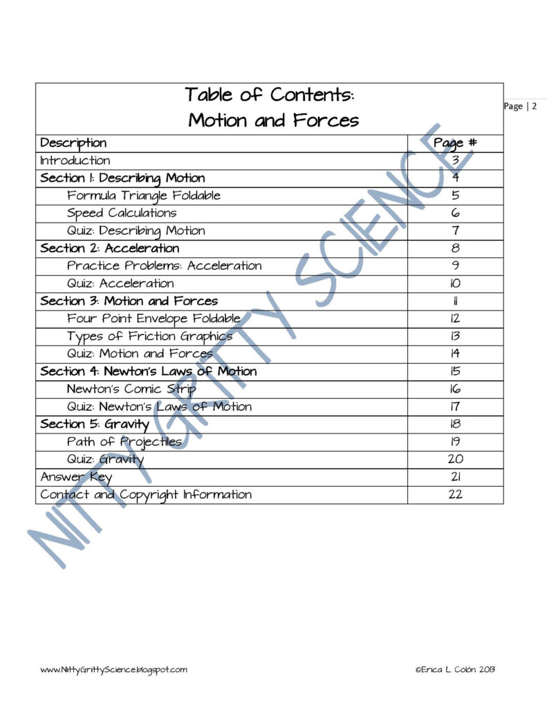 Force And Motion Worksheets Library