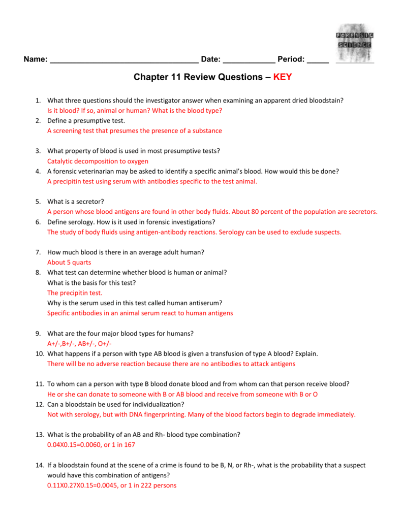 Forensic Science Chapter 3 Worksheet Answers Scienceworksheets