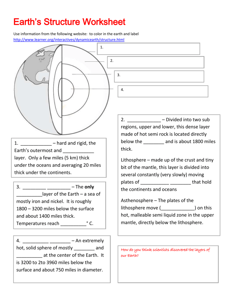 Free Earth Science Worksheets