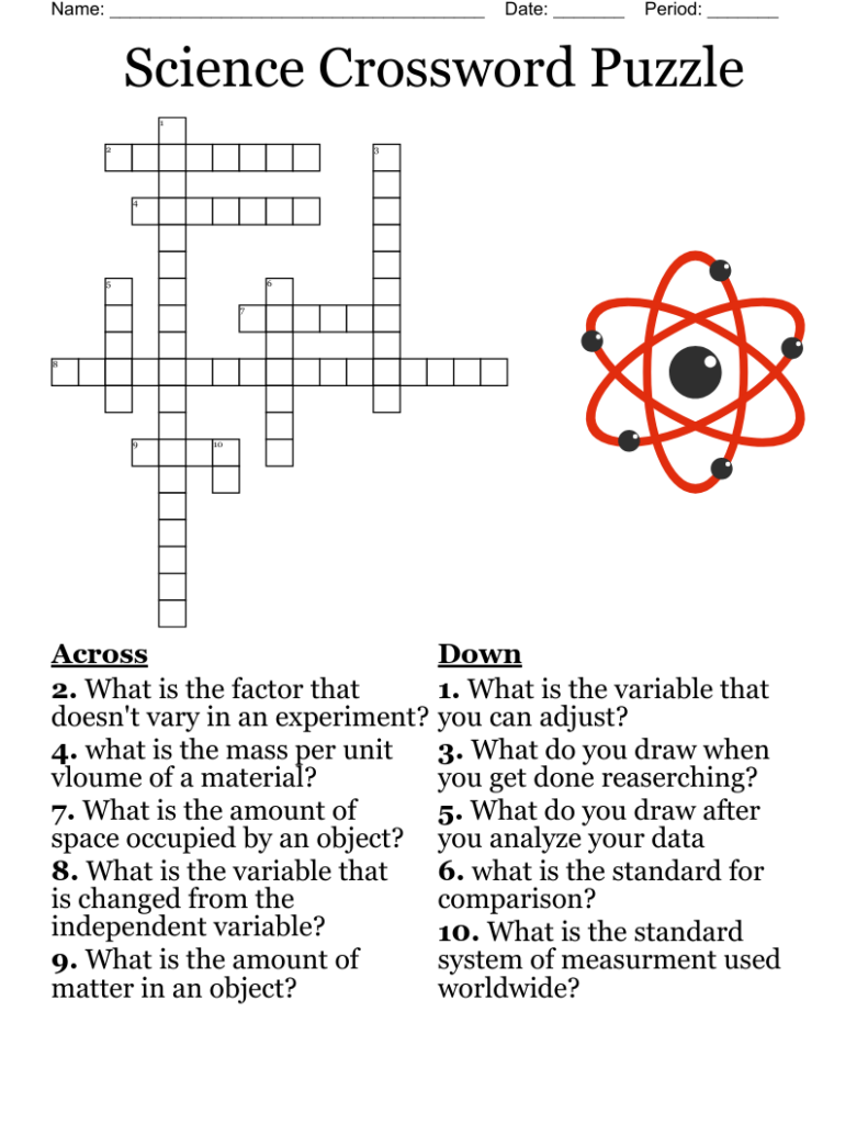 Free Printable Science Crossword Puzzle