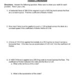 Friction Worksheet Physical Science