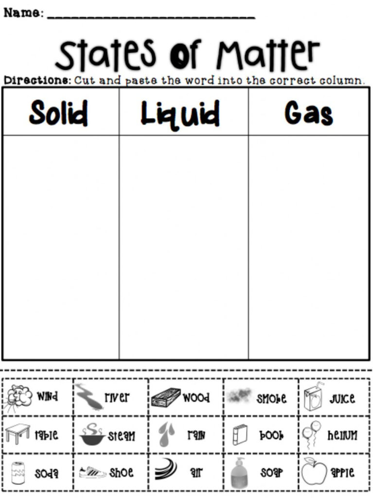 Grade 2 Science States Of Matter Worksheets