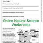 Grade 4 Online Natural Science Worksheet The Water Cycle For More