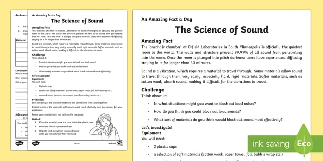 Grade 4 Science Sound Worksheets