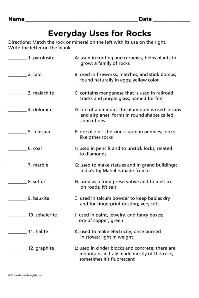 Grade 6 Science Worksheets