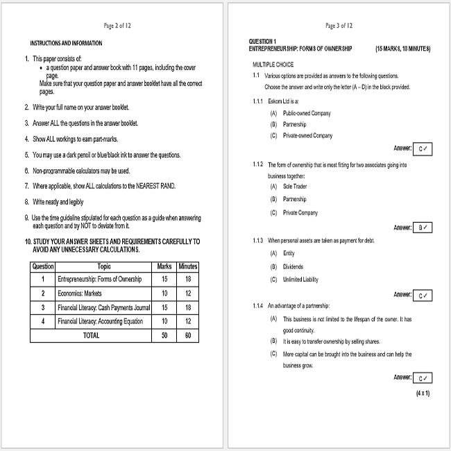 Grade 8 Economic And Management Science EMS September Question Paper 