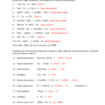 Identifying Types Of Reactions Worksheet