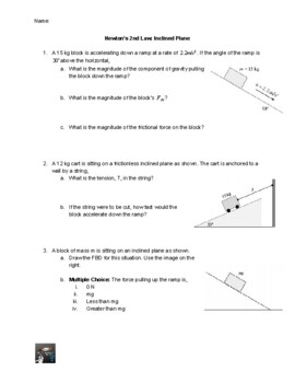 Inclined Plane Worksheet Newton 39 s Laws By Engineering Futures TpT