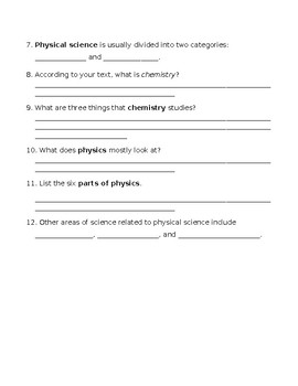 Intro To Physical Science Worksheet By Mr Marx Online Classroom TPT