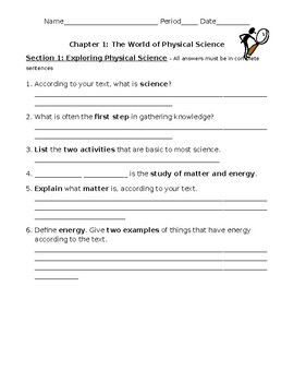 Intro To Physical Science Worksheet By Mr Marx Online Classroom TPT