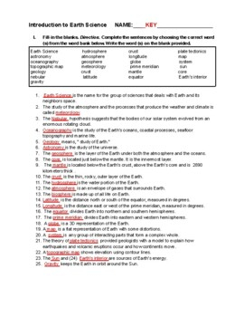 Introduction To Earth Science Printable And Digital Worksheets With 