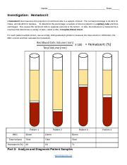 Investigation Hematocrit Updated 1ANSWERS docx Name Date