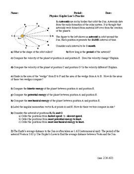 Kepler 39 s Laws Practice With Key By Physics Sheets From Fig TPT