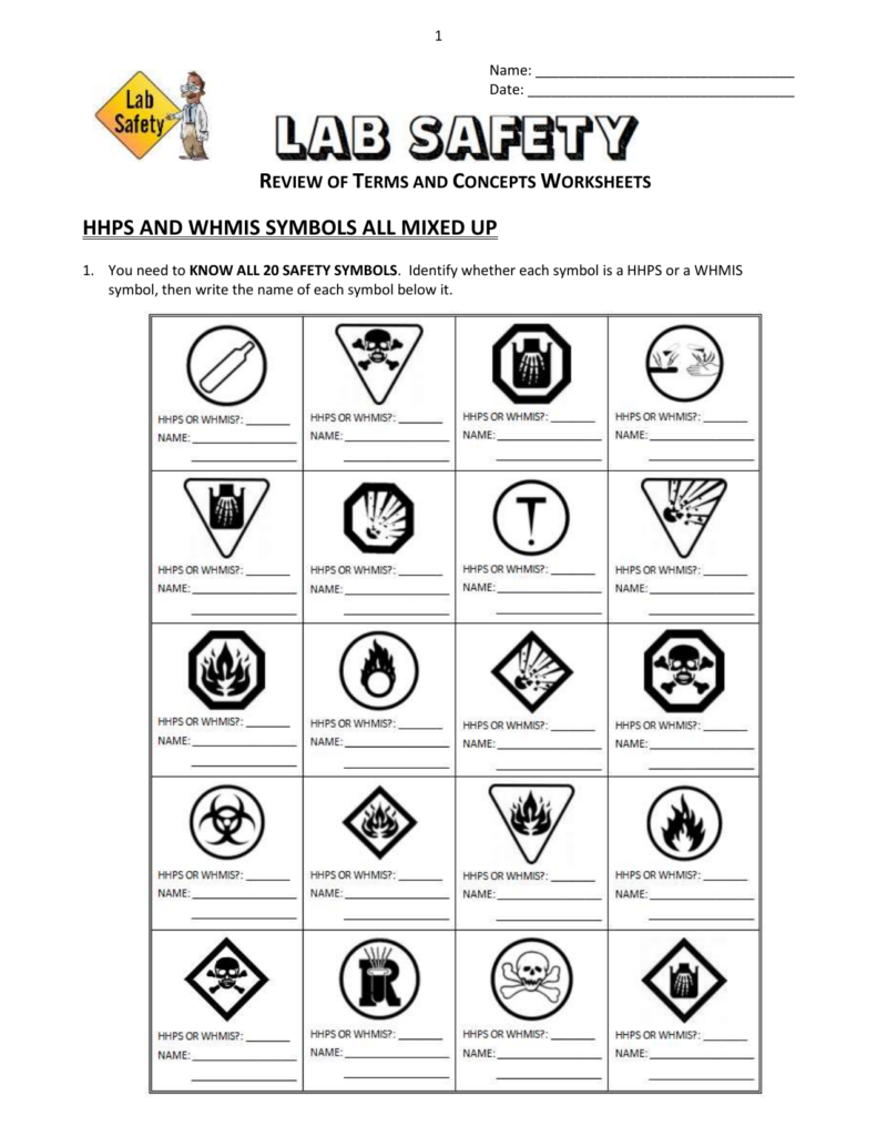 Lab Safety Worksheet Answer Key