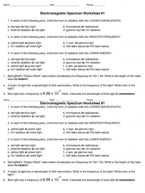 Light Worksheet Answers Physical Science